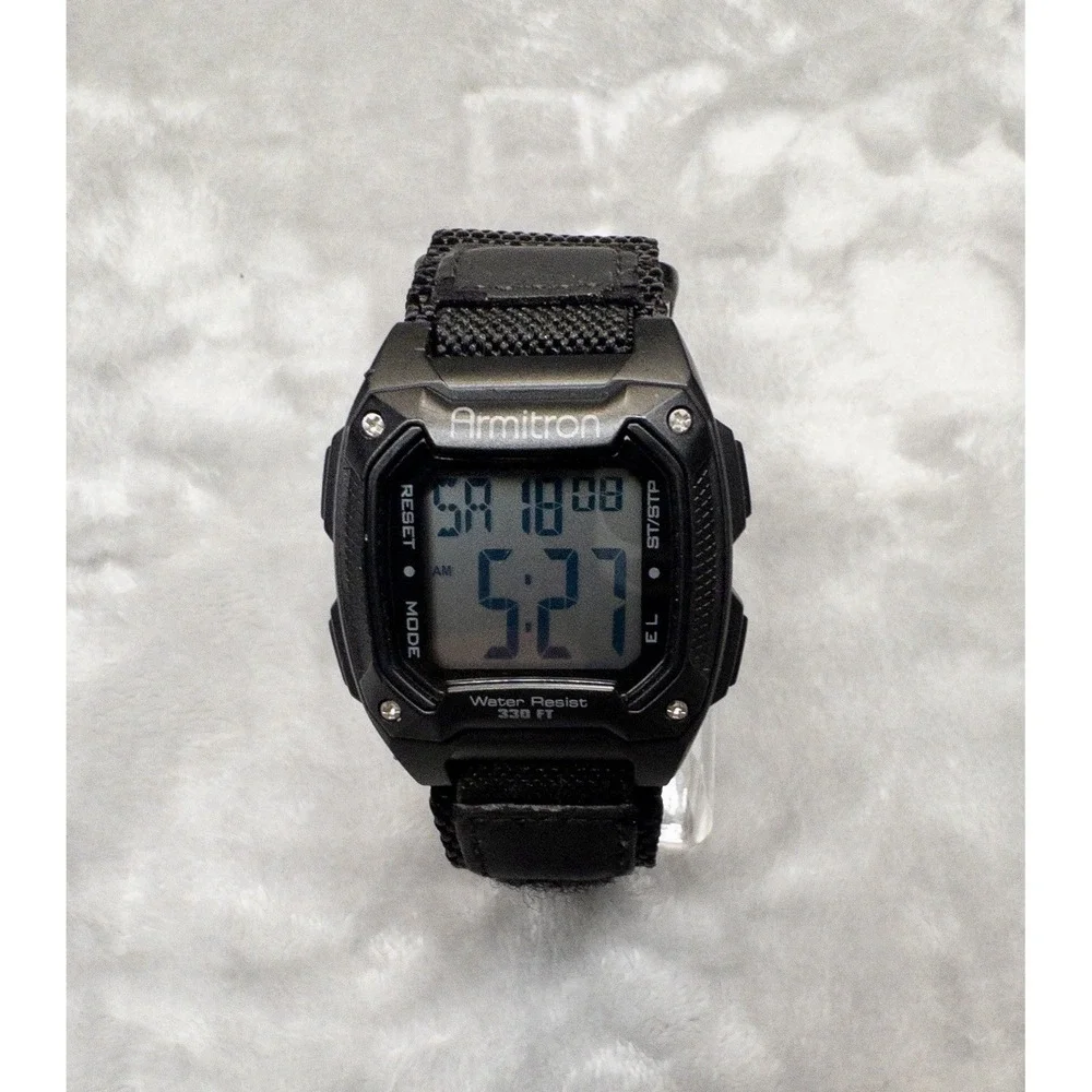 Armitron Mens 40mm Sports Digital Chronograph Watch NATO Strap New Battery